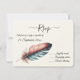 Whispers of Grace Feathered Elegance Minimalisme RSVP Kaartje