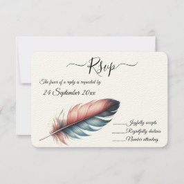 Whispers of Grace Feathered Elegance Minimalisme RSVP Kaartje