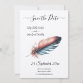 Whispers of Grace Feathered Elegance Minimalisme Save The Date (Voorkant)