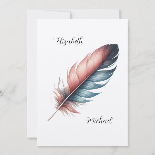 Whispers of Grace Feathered Elegance Minimalisme Save The Date (Achterkant)