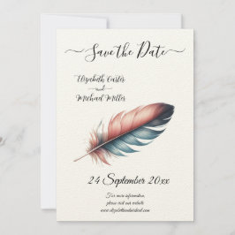 Whispers of Grace Feathered Elegance Minimalisme Save The Date