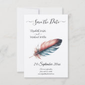 Whispers of Grace Feathered Elegance Minimalisme Save The Date (Voorkant)