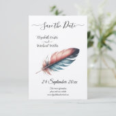 Whispers of Grace Feathered Elegance Minimalisme Save The Date (Staand voorkant)