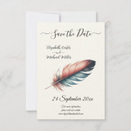 Whispers of Grace Feathered Elegance Minimalisme Save The Date