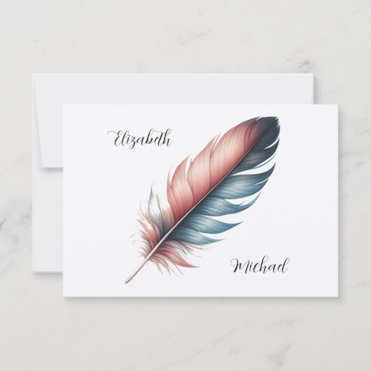 Whispers of Grace Feathered Elegance Minimalisme Save The Date (Achterkant)