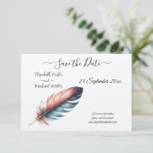 Whispers of Grace Feathered Elegance Minimalisme Save The Date (Staand voorkant)