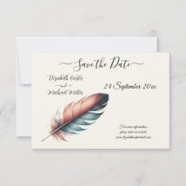 Whispers of Grace Feathered Elegance Minimalisme Save The Date