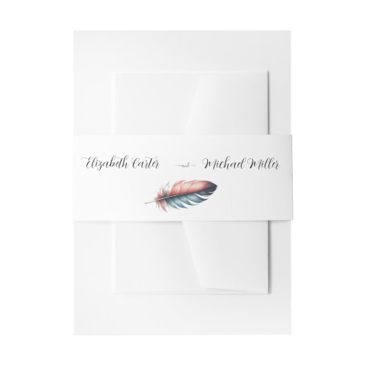 Whispers of Grace Feathered Elegance Minimalisme Uitnodigingen Wikkel (Voorkant Voorbeeld)