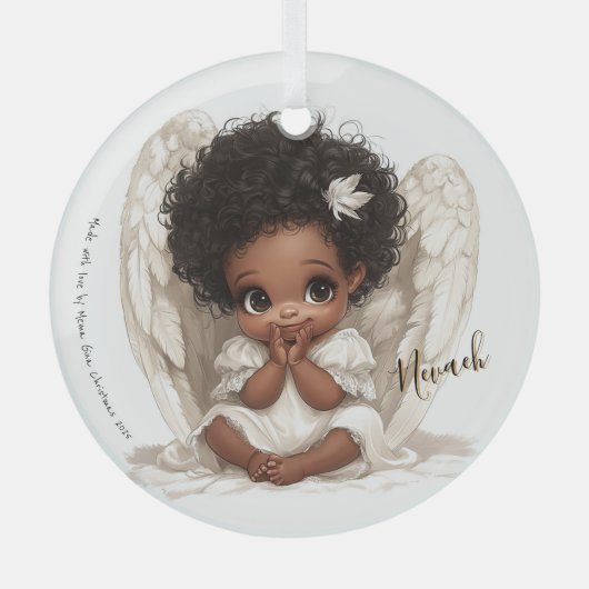 Whispers of Heaven: Angelic Innocence in Lace Glas Ornament (Voorkant)