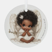 Whispers of Heaven: Angelic Innocence in Lace Glas Ornament (Achterkant)