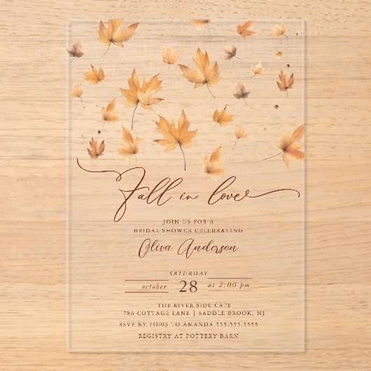 Whispers of Herfst Bridal Shower Invitation Acryl Uitnodigingen (Voorkant)