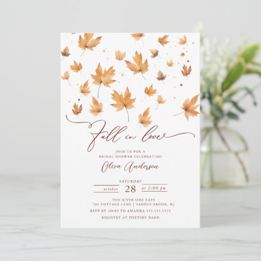 Whispers of Herfst Bridal Shower Invitation Kaart (Staand voorkant)