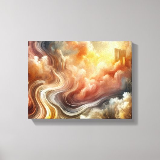 Whispers of Light Abstract Flow in Golden Clouds Canvas Afdruk (Voorkant)
