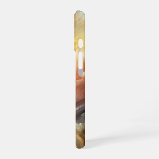 Whispers of Light Golden Abstract Cloud Flow iPhone 16 Hoesje (Linkerkant)