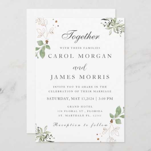 Whispers of Love: een botanische bruiloft Kaart (Voorkant / Achterkant)