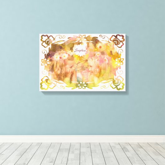 Whispers of Magic: Two Fairy Friends in a Garden Canvas Afdruk (Insitu (Houten vloer))