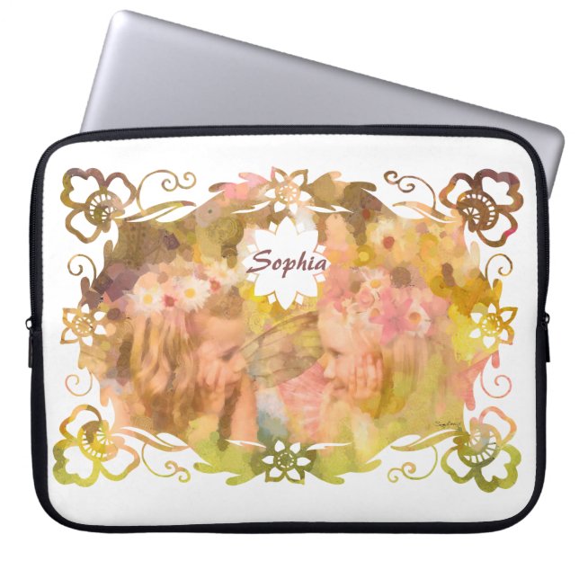 Whispers of Magic: Two Fairy Friends in a Garden Laptop Sleeve (Voorkant)