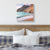 Whispers of Natuur - Schilderachtig strand en berg Canvas Afdruk (Insitu (Slaapkamer))