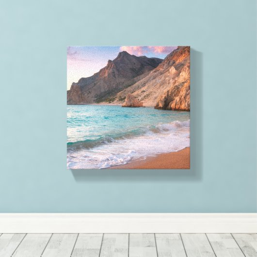 Whispers of Natuur - Schilderachtig strand en berg Canvas Afdruk (Insitu (Houten vloer))