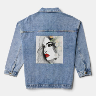 Whispers of Natuur - Vrouwelijke schoonheid in blo Denim Jacket