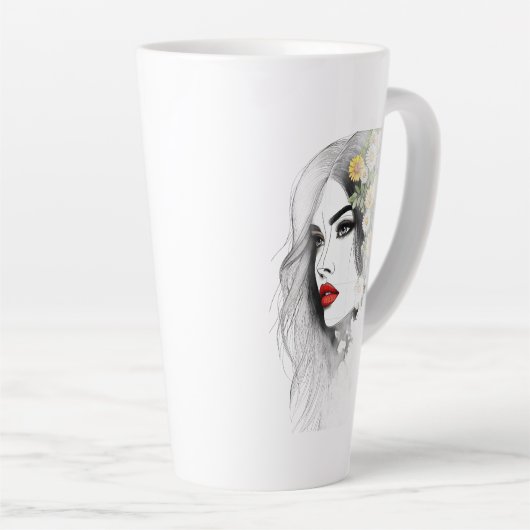 Whispers of Natuur - Vrouwelijke schoonheid in blo Latte Mok (Rechterhoek)