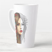 Whispers of Natuur - Vrouwelijke schoonheid in blo Latte Mok (Linkerhoek)