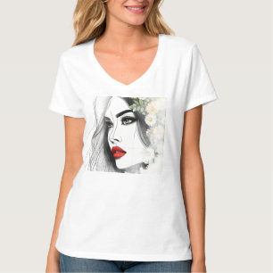 Whispers of Natuur - Vrouwelijke schoonheid in blo T-shirt