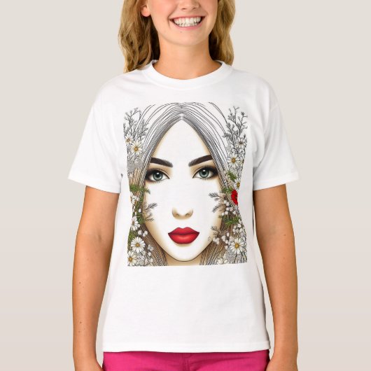 Whispers of Natuur - Vrouwelijke schoonheid in blo T-shirt (Voorkant)