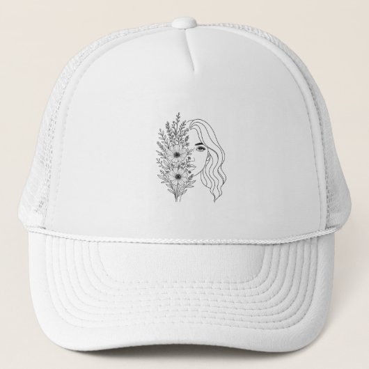 Whispers of Natuur - Vrouwelijke schoonheid in blo Trucker Pet (Voorkant)