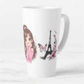 Whispers of Paris Petals Over the Eiffel A Butterf Latte Mok (Rechterhoek)