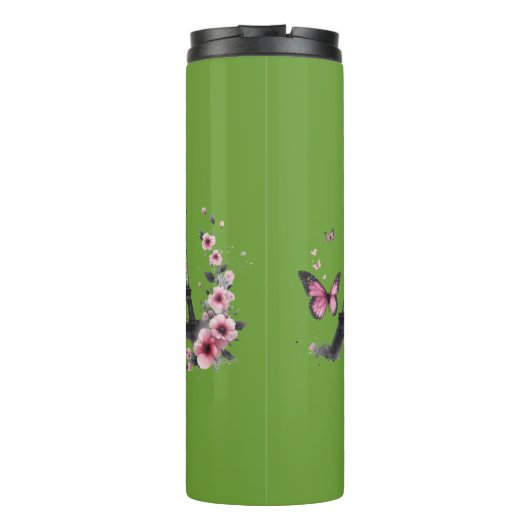 Whispers of Paris Petals Over the Eiffel A Butterf Thermosbeker (Achterkant)