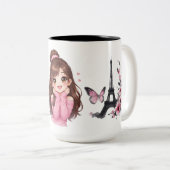 Whispers of Paris Petals Over the Eiffel A Butterf Tweekleurige Koffiemok (Voorkant rechts)