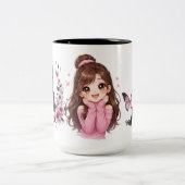 Whispers of Paris Petals Over the Eiffel A Butterf Tweekleurige Koffiemok (Center)