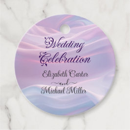 Whispers of Silk: Dromerige pastelgolven Roze Blau Bedankjes Labels