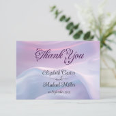 Whispers of Silk: Dromerige pastelgolven Roze Blau Bedankkaart (Staand voorkant)