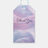 Whispers of Silk: Dromerige pastelgolven Roze Blau Cadeaulabel (Achterkant)