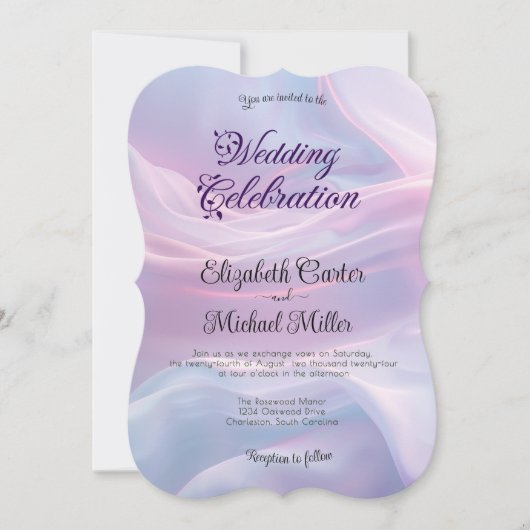 Whispers of Silk: Dromerige pastelgolven Roze Blau Kaart (Voorkant)