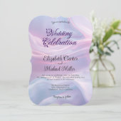 Whispers of Silk: Dromerige pastelgolven Roze Blau Kaart (Staand voorkant)