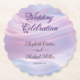 Whispers of Silk: Dromerige pastelgolven Roze Blau Kartonnen Onderzetters