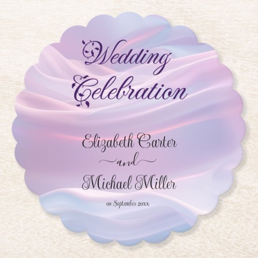 Whispers of Silk: Dromerige pastelgolven Roze Blau Kartonnen Onderzetters (Voorkant)