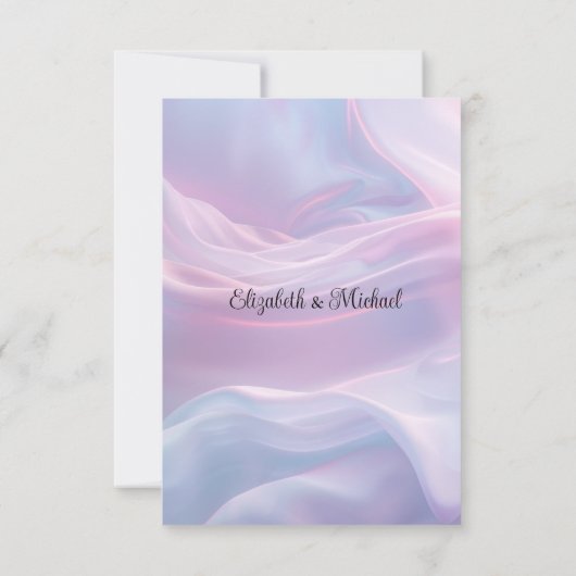 Whispers of Silk: Dromerige pastelgolven Roze Blau RSVP Kaartje (Achterkant)