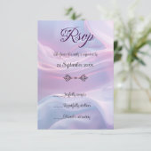 Whispers of Silk: Dromerige pastelgolven Roze Blau RSVP Kaartje (Staand voorkant)