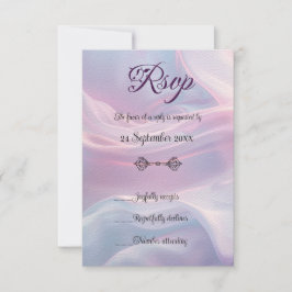 Whispers of Silk: Dromerige pastelgolven Roze Blau RSVP Kaartje
