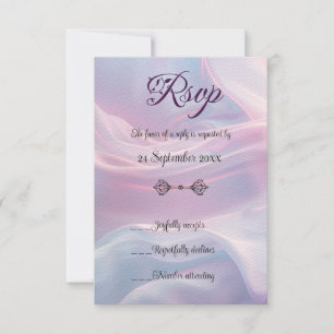 Whispers of Silk: Dromerige pastelgolven Roze Blau RSVP Kaartje