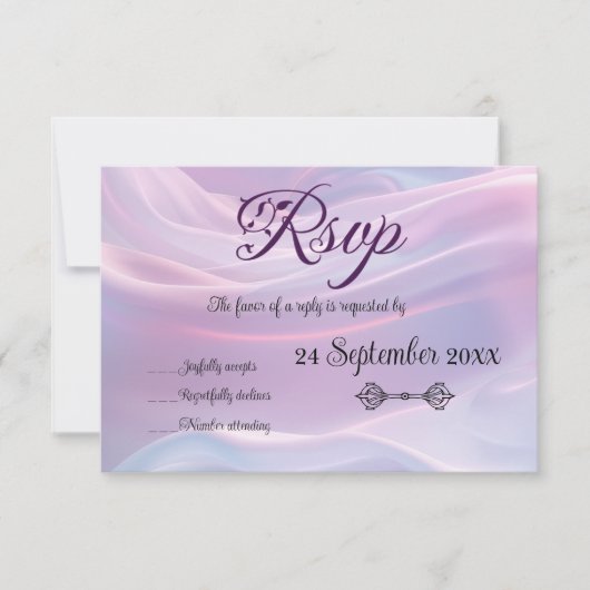 Whispers of Silk: Dromerige pastelgolven Roze Blau RSVP Kaartje (Voorkant)
