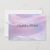 Whispers of Silk: Dromerige pastelgolven Roze Blau RSVP Kaartje (Achterkant)
