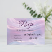 Whispers of Silk: Dromerige pastelgolven Roze Blau RSVP Kaartje (Staand voorkant)