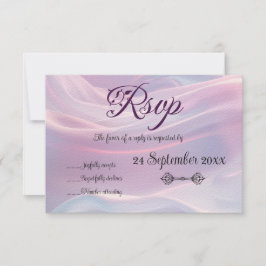Whispers of Silk: Dromerige pastelgolven Roze Blau RSVP Kaartje