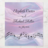 Whispers of Silk: Dromerige pastelgolven Roze Blau Wijn Etiket (Enkel label)