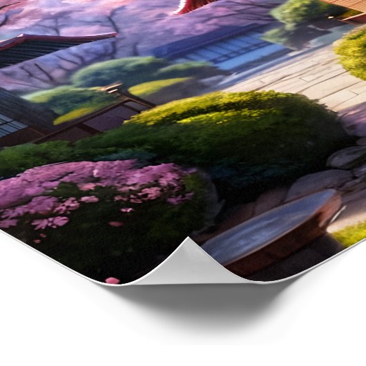 Whispers of Spring: Kersenbloesems en rust Poster (Hoek)